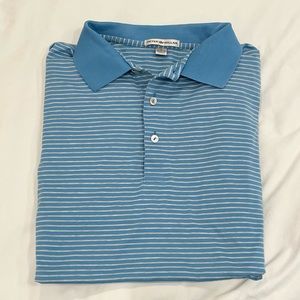 Peter millar gray and blue size large short sleeve polo